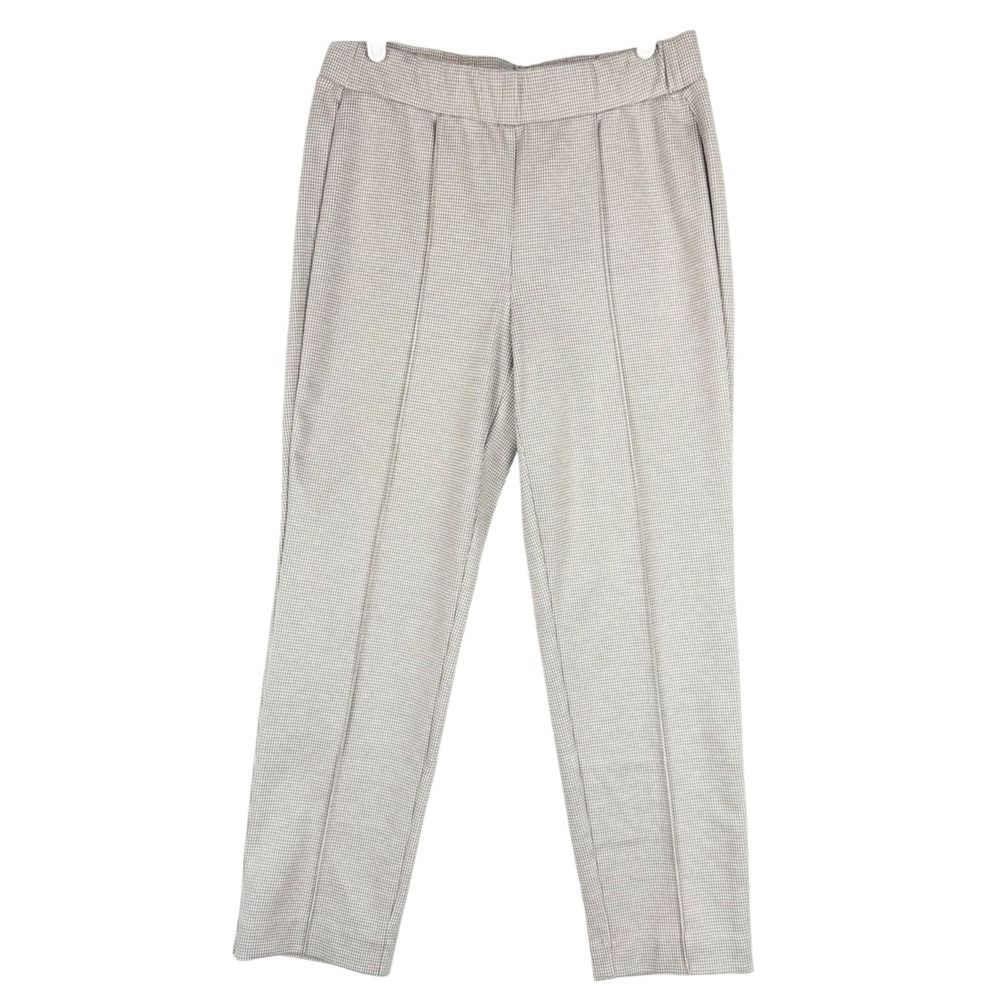 Croft & Barrow Women's Pull-on Stretch Houndstooth Pintuck Beige Pants Sz S NWOT